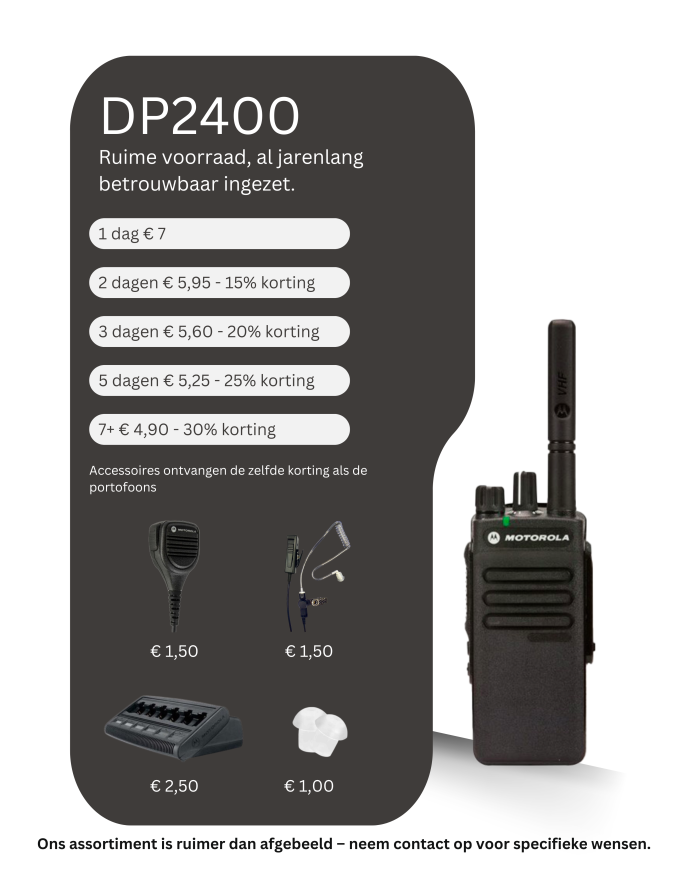 Verhuur tarieven portofoon dp2400