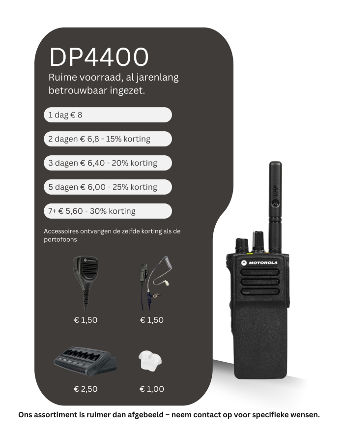 Verhuur tarieven portofoon dp4400